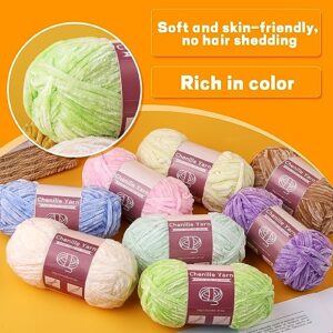 LUNARM 3 * 100g Chenille Yarn, Yarn for Crocheting Knitting with Big Eye Needles, Handcrafts Weaving Soft Chenille Yarn for Making Blankets, Clothes, Pattern Knitting Creations (Wine Color)