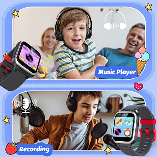 meoonley Kids Smart Watch with Puzzle Games HD Touch Screen Camera Video Music Player Pedometer Alarm Clock Flashlight Fashion Kids Smartwatch Gift for 6-13 Year Old Boys Girls Toys
