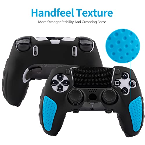 Skin for DualSense Edge, Ergonomic Soft Anti-Slip Silicone Controller Grip Cover Case Accessories Set for Playstation 5 DualSense Edge Controller with Thumb Grip Caps (Black Blue)