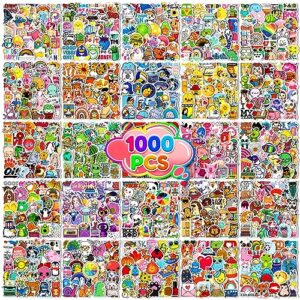 1000Pcs Cute Stickers for Kids, Water Bottle Stickers Vinyl Waterproof Stickers for Laptop Scrapbook Skateboard Cute Kawaii Sticker Packs for Teens Kids Girls