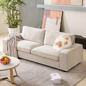 COOSLEEP Modern Sofas Couches for Living Room, Loveseat Sofas & couches with Removable Sofa Cushion and Detachable Sofa Cover, Solid Wood Frame and Serpentine Spring,Easy to Install (Beige)
