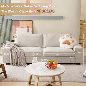 COOSLEEP Modern Sofas Couches for Living Room, Loveseat Sofas & couches with Removable Sofa Cushion and Detachable Sofa Cover, Solid Wood Frame and Serpentine Spring,Easy to Install (Beige)