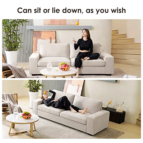 COOSLEEP Modern Sofas Couches for Living Room, Loveseat Sofas & couches with Removable Sofa Cushion and Detachable Sofa Cover, Solid Wood Frame and Serpentine Spring,Easy to Install (Beige)