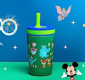 Zak Designs Disney 100 Anniversary Limited Edition Kelso Toddler Cups For Travel or At Home, 12oz Vacuum Insulated Stainless Steel Sippy Cup With Leak-Proof Design (Disney and Pixar)