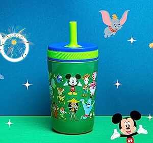 Zak Designs Disney 100 Anniversary Limited Edition Kelso Toddler Cups For Travel or At Home, 12oz Vacuum Insulated Stainless Steel Sippy Cup With Leak-Proof Design (Disney and Pixar)