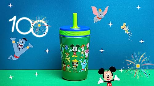 Zak Designs Disney 100 Anniversary Limited Edition Kelso Toddler Cups For Travel or At Home, 12oz Vacuum Insulated Stainless Steel Sippy Cup With Leak-Proof Design (Disney and Pixar)