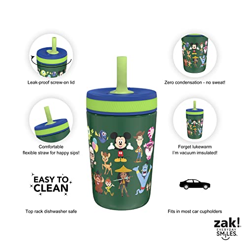 Zak Designs Disney 100 Anniversary Limited Edition Kelso Toddler Cups For Travel or At Home, 12oz Vacuum Insulated Stainless Steel Sippy Cup With Leak-Proof Design (Disney and Pixar)