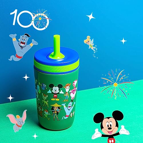 Zak Designs Disney 100 Anniversary Limited Edition Kelso Toddler Cups For Travel or At Home, 12oz Vacuum Insulated Stainless Steel Sippy Cup With Leak-Proof Design (Disney and Pixar)