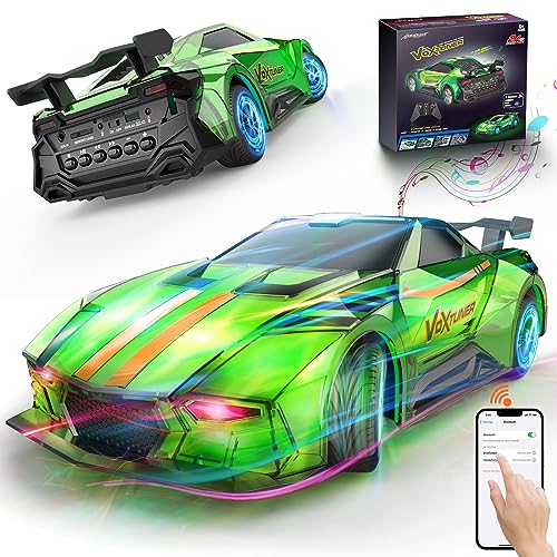 AEROQUEST RC Car with Bluetooth - Light up Remote Control Car for Adults and Kids with Built-in Speaker,5 Light Effects and 4 Modes of Playback, 2.4 GHz Remote and Rechargeable Battery