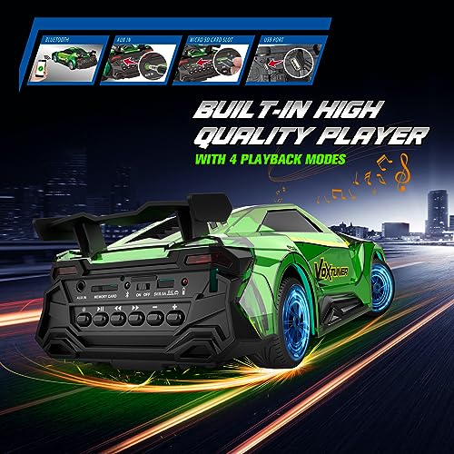 AEROQUEST RC Car with Bluetooth - Light up Remote Control Car for Adults and Kids with Built-in Speaker,5 Light Effects and 4 Modes of Playback, 2.4 GHz Remote and Rechargeable Battery