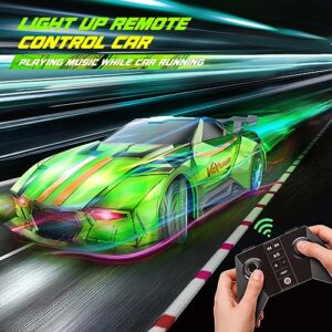 AEROQUEST RC Car with Bluetooth - Light up Remote Control Car for Adults and Kids with Built-in Speaker,5 Light Effects and 4 Modes of Playback, 2.4 GHz Remote and Rechargeable Battery