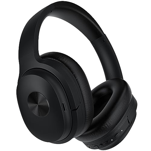 phonicgrid SE7 Hybrid Active Noise Cancelling Headphones Wireless Bluetooth Headphones Noise canceling Wireless Headphones Over Ear, ENC Calls, Deep Bass, Bluetooth 5.2, 30H for Enjoy, Jet Black