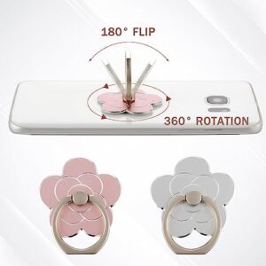 Sibba 2pcs Phone Ring Holder Kickstand Cellphone Flower Finger Ring Grips Stand Metal Universal Accessories Compatible with Smartphone, Mobile Phones, Phone case (Silver, Rose Gold)