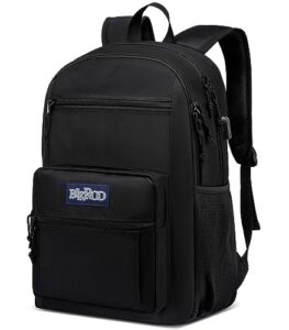 bikrod laptop backpack for men and women, 15.6 inch school backpack for teen boys and girls, lightweight casual black travel backpack with usb charging port, daily-use bookbag fits
