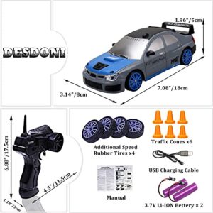 Remote Control Car RC Drift Car 2.4GHz 1:24 Scale 4WD 15KM/H High Speed Model Vehicle with LED Lights Drifting Tire Racing Sport Toy Car for Adults Boys Girls Kids Gift 2Pcs Rechargeable Batteries