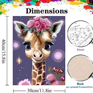 GemZono Paint by Numbers Kit for Adults,Personalized Painting Art Giraffe DIY Paint by Numbers Painting for Beginners for Home Wall Painting Decor Gift 11.8 x 15.8 inch