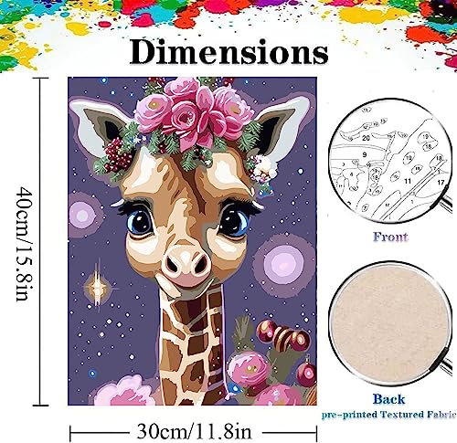 GemZono Paint by Numbers Kit for Adults,Personalized Painting Art Giraffe DIY Paint by Numbers Painting for Beginners for Home Wall Painting Decor Gift 11.8 x 15.8 inch