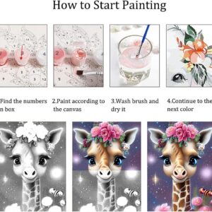 GemZono Paint by Numbers Kit for Adults,Personalized Painting Art Giraffe DIY Paint by Numbers Painting for Beginners for Home Wall Painting Decor Gift 11.8 x 15.8 inch