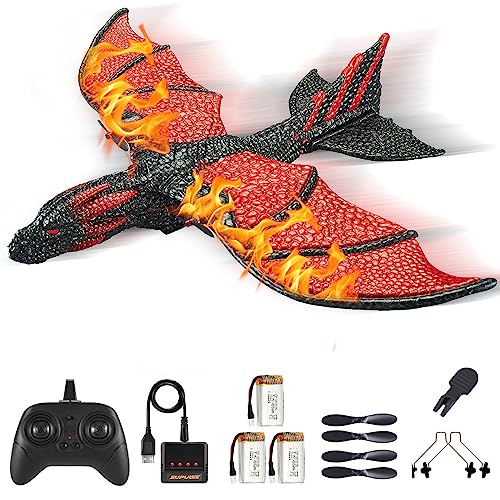 ANTSIR RC Plane for Kids, 2 Channel Remote Control Dragon Airplane with Gyro System, Flying Dino Toy Gift for Beginners Learning to Fly