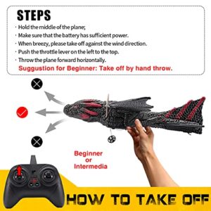 ANTSIR RC Plane for Kids, 2 Channel Remote Control Dragon Airplane with Gyro System, Flying Dino Toy Gift for Beginners Learning to Fly