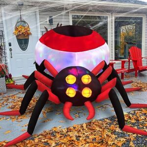 danxilu 8ft giant halloween inflatables spider outdoor decorations with rotating colorful magic led lights, blow up yard decoration halloween inflatables for garden yard lawn patio holiday decor