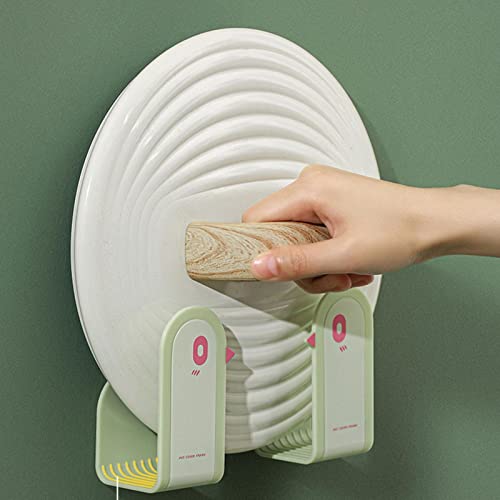 Pot Lid Organizer, Pot and Pan Cover Stand, Punch Free Wall Mount Pan Covers Storage, Non-slip Cutting Board Organizers for Kitchen Wall Adj