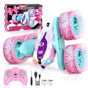 let's go! rc cars toys for girls remote control stunt car outdoor toy for 4 5 6 7 8 9 year old girl boys kids gifts double sided 4wd race car 360°flip birthday gift for girls boys kid age 8-12