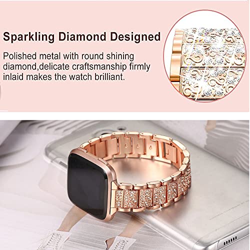 Compatible for Mindrose Smart Watch Bands, Lamshaw Quick Release Women Jewelry Bling Diamond Metal Dressy Strap Adjustable Replacement Strap Accessories Sports Band Compatible for Mindrose H80 1.47 inch Smart Watch Fitness Tracker (Rose Gold)