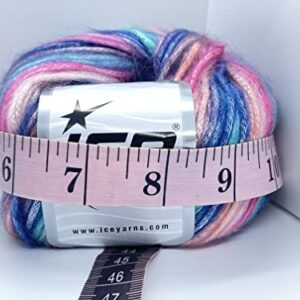 Pool Party - Aqua Blue, Peach, Pink + Picasso Yarn - Fuzzy with Subtle Sheen Yarn, Polyester, Acrylic Blend 50 Gram (1.75 Ounces) 125 Yards