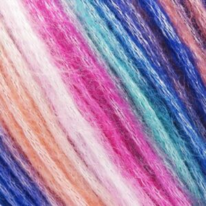 Pool Party - Aqua Blue, Peach, Pink + Picasso Yarn - Fuzzy with Subtle Sheen Yarn, Polyester, Acrylic Blend 50 Gram (1.75 Ounces) 125 Yards