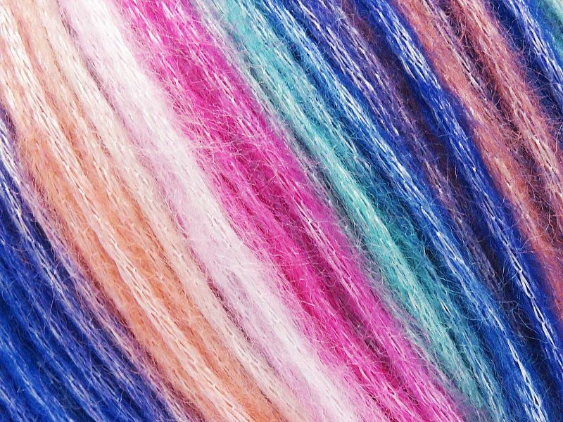 Pool Party - Aqua Blue, Peach, Pink + Picasso Yarn - Fuzzy with Subtle Sheen Yarn, Polyester, Acrylic Blend 50 Gram (1.75 Ounces) 125 Yards