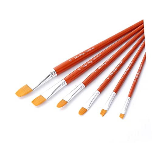 NUOBESTY 6pcs Set Oil Paint Brush Set Hair Brush Water Coloring Paint Set Oil Brush Set Acrylic Painting Brush Watercolor Brushes Acrylic Brush Oil Paintbrush Combination Red Pole