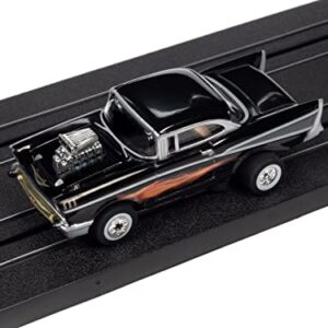 Auto World Thunderjet 1957 Chevrolet Bel Air Street Rod w/Blower (Black) HO Scale Slot Car