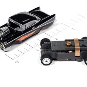 Auto World Thunderjet 1957 Chevrolet Bel Air Street Rod w/Blower (Black) HO Scale Slot Car