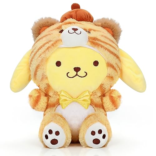 10 Inch Cute Pom Pom Purin Plush Toys, Cartoon Stuffed Animals Pillow Doll, Cute Anime Plush Figure Plushies Toy Perfect Birthday Party Favor Gifts for Children Girls Boys Fans