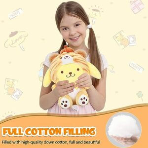 10 Inch Cute Pom Pom Purin Plush Toys, Cartoon Stuffed Animals Pillow Doll, Cute Anime Plush Figure Plushies Toy Perfect Birthday Party Favor Gifts for Children Girls Boys Fans