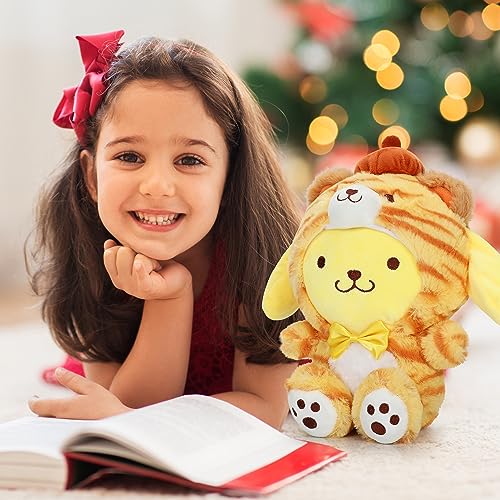 10 Inch Cute Pom Pom Purin Plush Toys, Cartoon Stuffed Animals Pillow Doll, Cute Anime Plush Figure Plushies Toy Perfect Birthday Party Favor Gifts for Children Girls Boys Fans