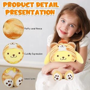 10 Inch Cute Pom Pom Purin Plush Toys, Cartoon Stuffed Animals Pillow Doll, Cute Anime Plush Figure Plushies Toy Perfect Birthday Party Favor Gifts for Children Girls Boys Fans