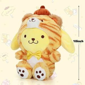 10 Inch Cute Pom Pom Purin Plush Toys, Cartoon Stuffed Animals Pillow Doll, Cute Anime Plush Figure Plushies Toy Perfect Birthday Party Favor Gifts for Children Girls Boys Fans