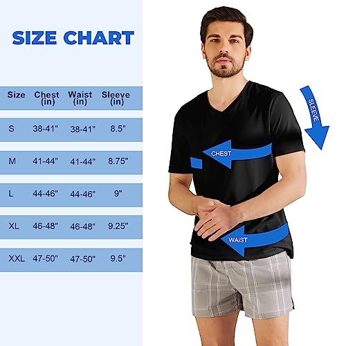 BAMBOO COOL Men's T-Shirts Moisture-Wicking V Neck T-Shirt for Men Multipack Soft Bamboo Viscose Undershirt for Men Black