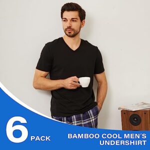 BAMBOO COOL Men's T-Shirts Moisture-Wicking V Neck T-Shirt for Men Multipack Soft Bamboo Viscose Undershirt for Men Black