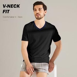 BAMBOO COOL Men's T-Shirts Moisture-Wicking V Neck T-Shirt for Men Multipack Soft Bamboo Viscose Undershirt for Men Black
