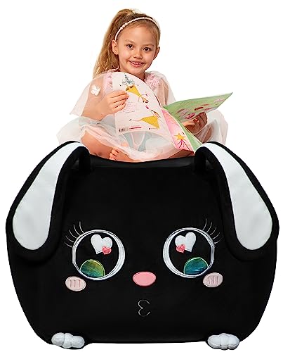 Black Rabbit Bean Bag Chairs for Kids Room Organizer, Stuffed Animal Storage Ideas, Playroom Furniture for Toddler, Velvet Extra Soft, Cover ONLY