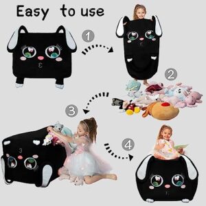 Black Rabbit Bean Bag Chairs for Kids Room Organizer, Stuffed Animal Storage Ideas, Playroom Furniture for Toddler, Velvet Extra Soft, Cover ONLY