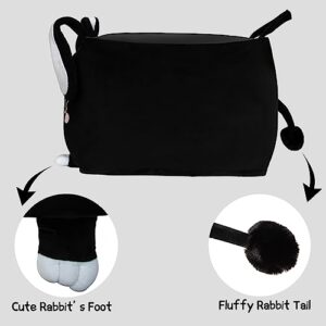 Black Rabbit Bean Bag Chairs for Kids Room Organizer, Stuffed Animal Storage Ideas, Playroom Furniture for Toddler, Velvet Extra Soft, Cover ONLY