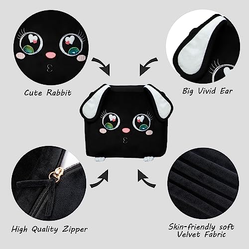 Black Rabbit Bean Bag Chairs for Kids Room Organizer, Stuffed Animal Storage Ideas, Playroom Furniture for Toddler, Velvet Extra Soft, Cover ONLY