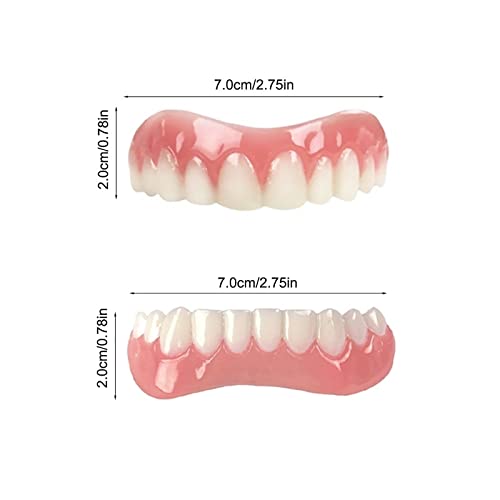 LAMILL 2pcs Upper and Lower Veneer, Dentures for Women and Men, Fake Teeth,Adjustable Temporary Denture