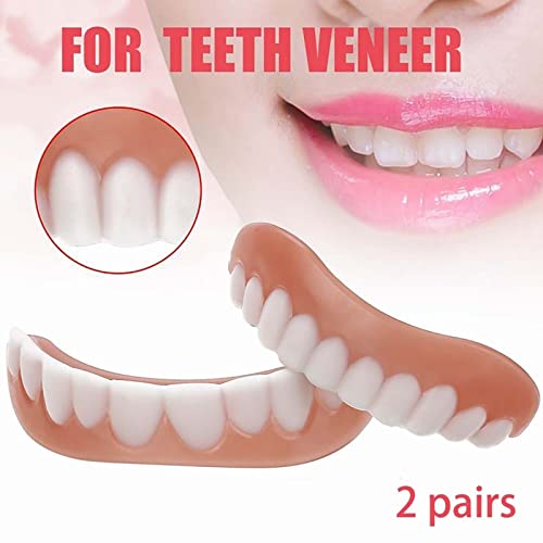 LAMILL 2pcs Upper and Lower Veneer, Dentures for Women and Men, Fake Teeth,Adjustable Temporary Denture