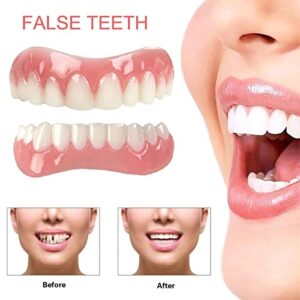 LAMILL 2pcs Upper and Lower Veneer, Dentures for Women and Men, Fake Teeth,Adjustable Temporary Denture