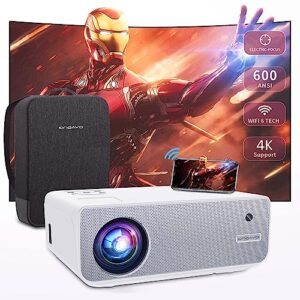 [Electric-Focus] Projector, Outdoor Projector 4K Supported, 600ANSI 20000 LUMENS, ONOAYO 1080P Movie Projector for Outdoor Use with WiFi Bluetooth, Compatible with iOS/Android/PC/PS4/TV Stick/HDMI/USB